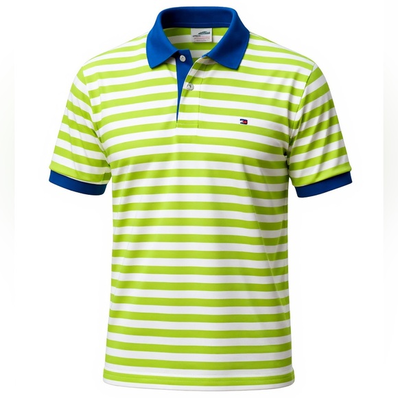 Tommy Hilfiger Other - Tommy Hilfiger Men's  Green Striped Polo Shirt Classic Fit Size M